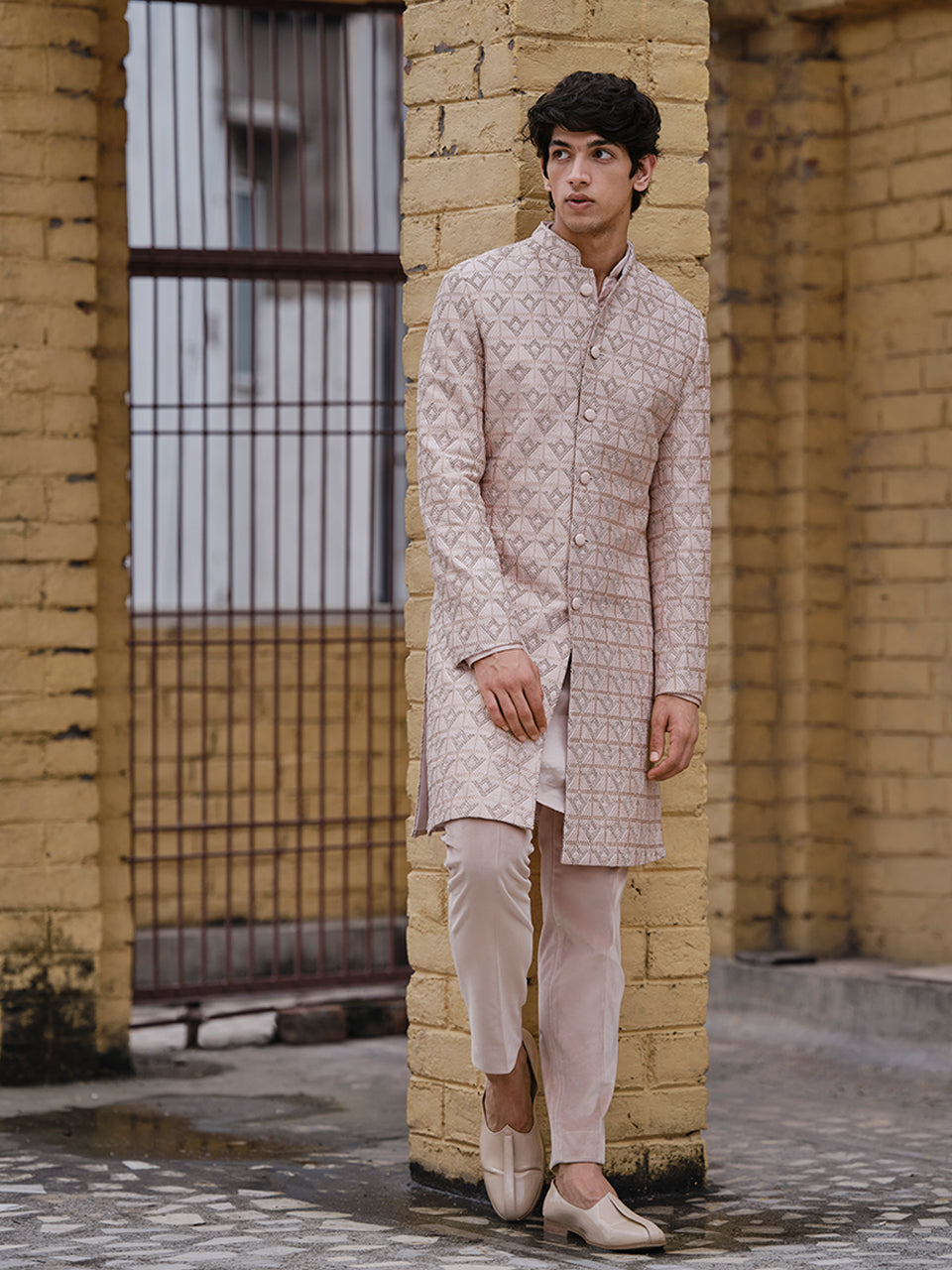 Shop Geometric Sequin Jacket for Men Light Pink Sequin – Kunal Rawal