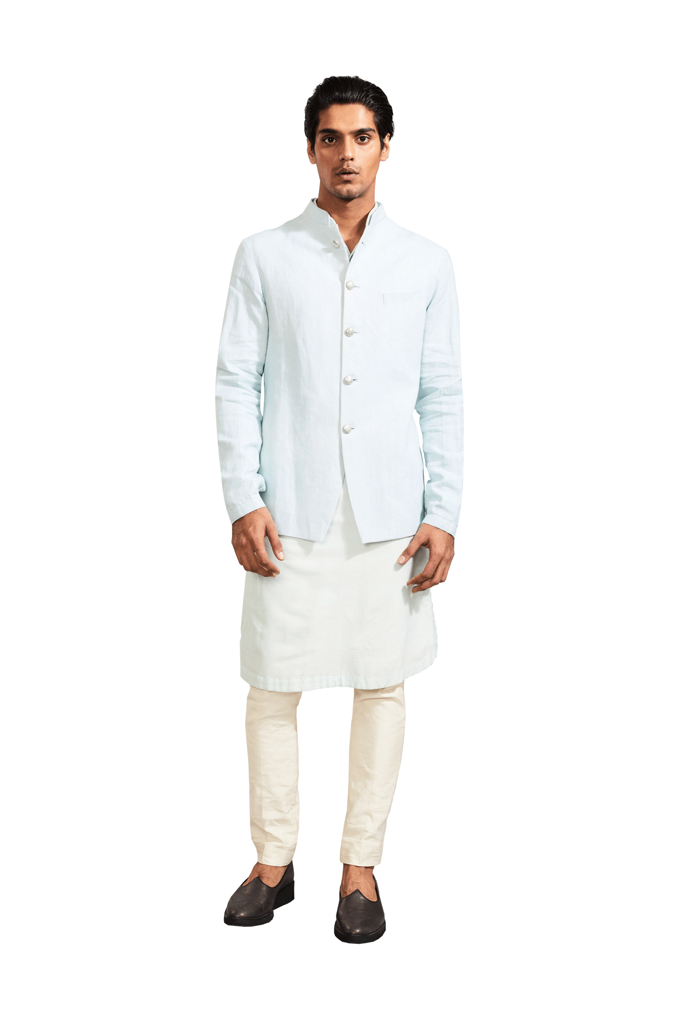 ICE BLUE LINEN BANDHGALA – Kunal Rawal