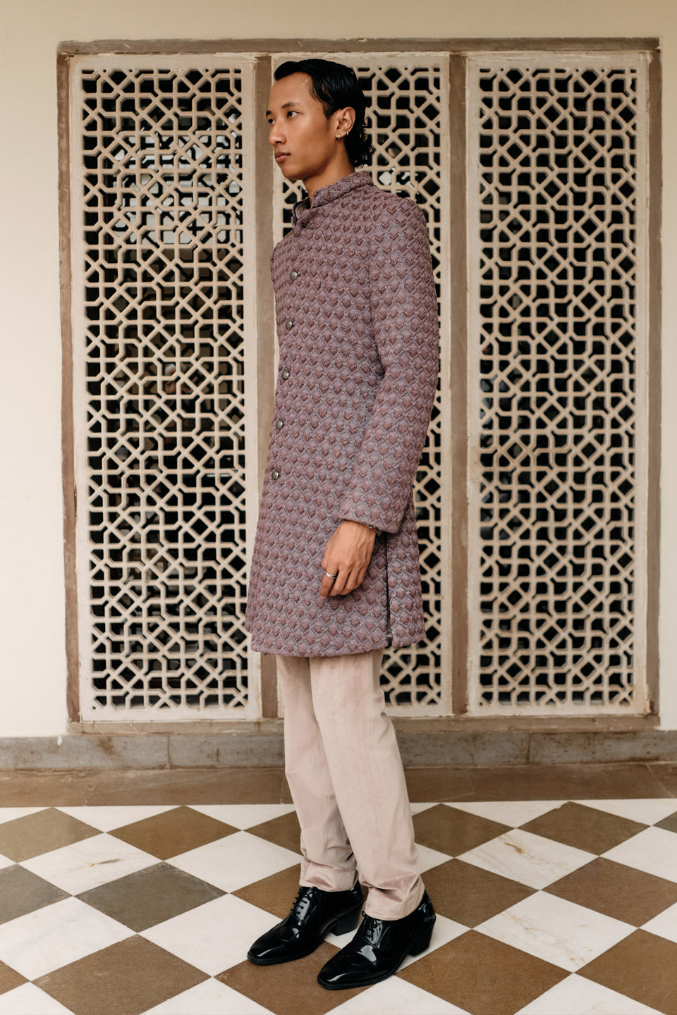 Chevron Mushroom Embroiered Sherwani  