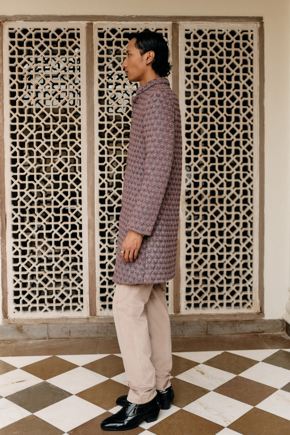 Chevron Mushroom Embroiered Sherwani  