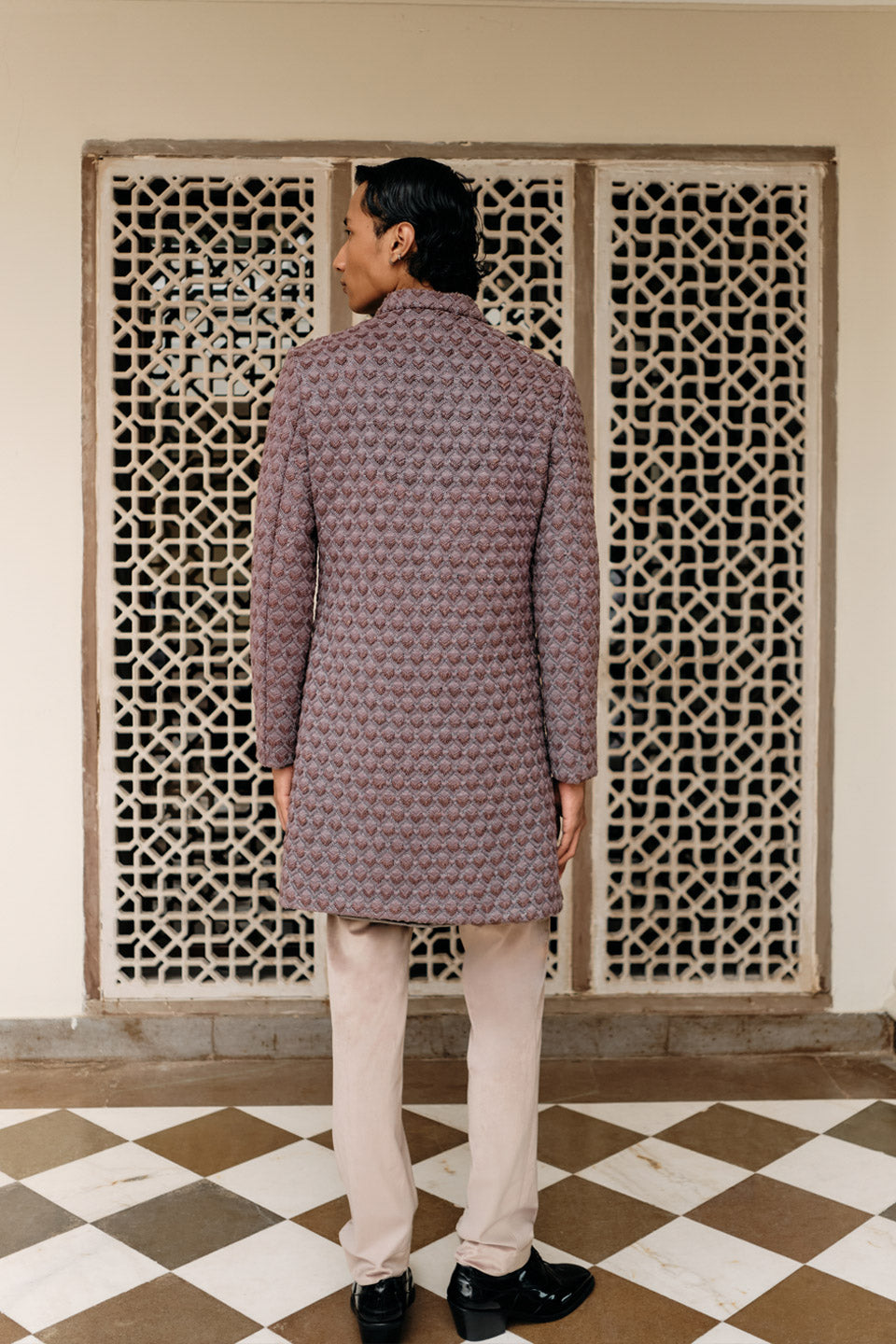Chevron Mushroom Embroiered Sherwani  