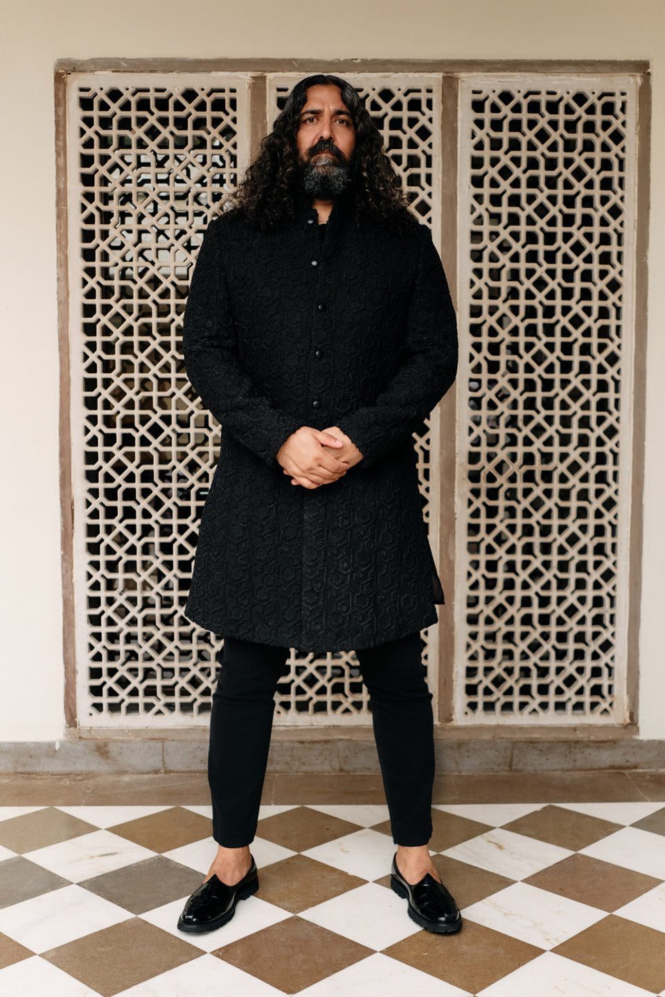 Raffia Geo Paisley Sherwani  