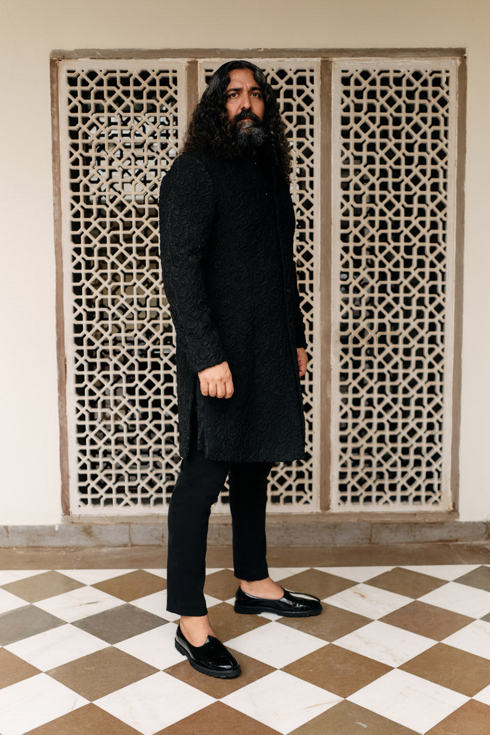 Raffia Geo Paisley Sherwani  