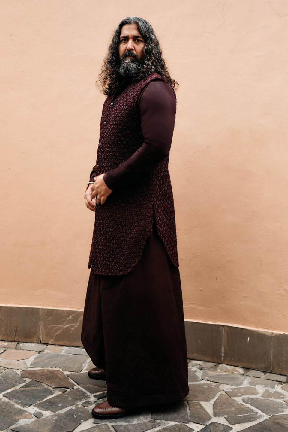 Big Plant Long Sleeveless Jacket  