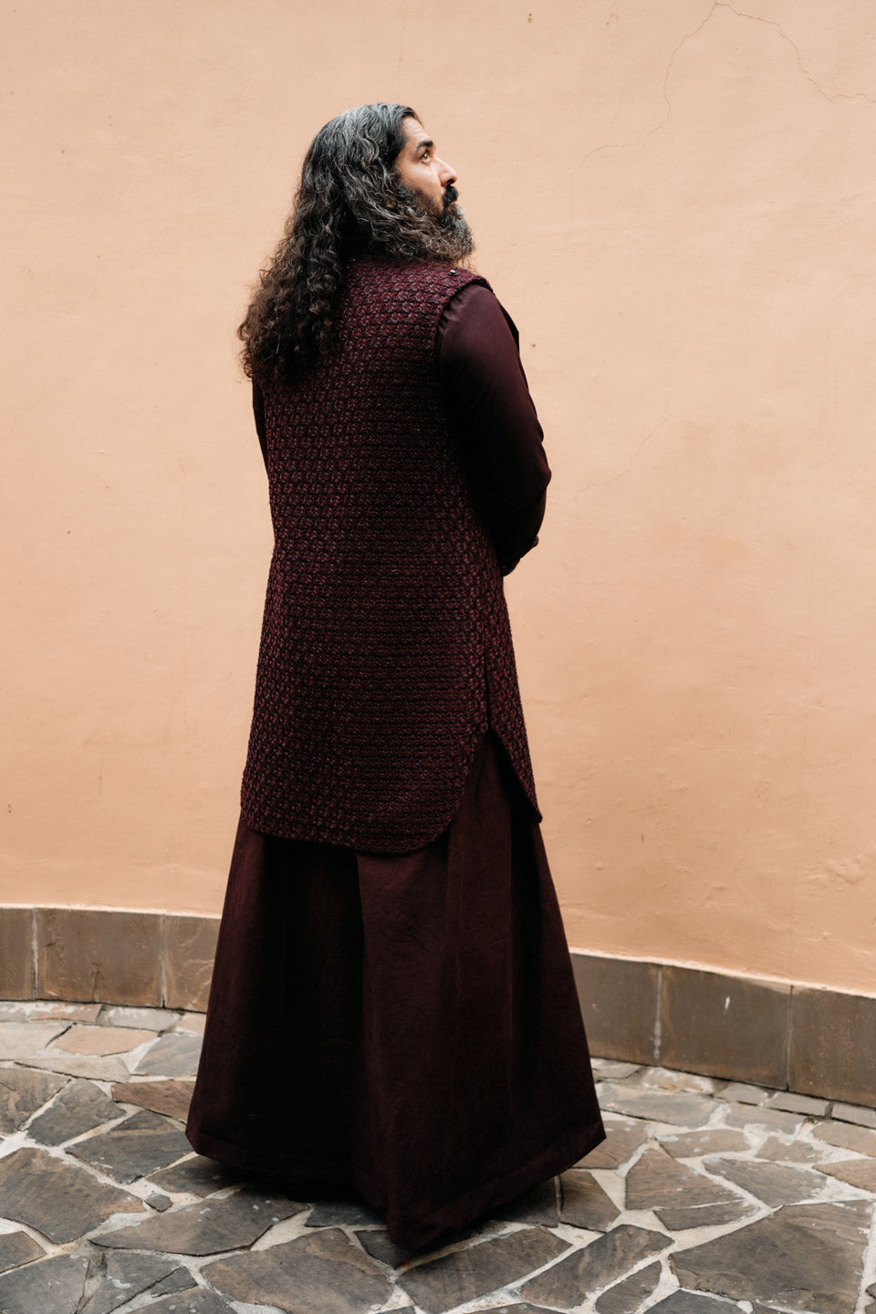Big Plant Long Sleeveless Jacket  