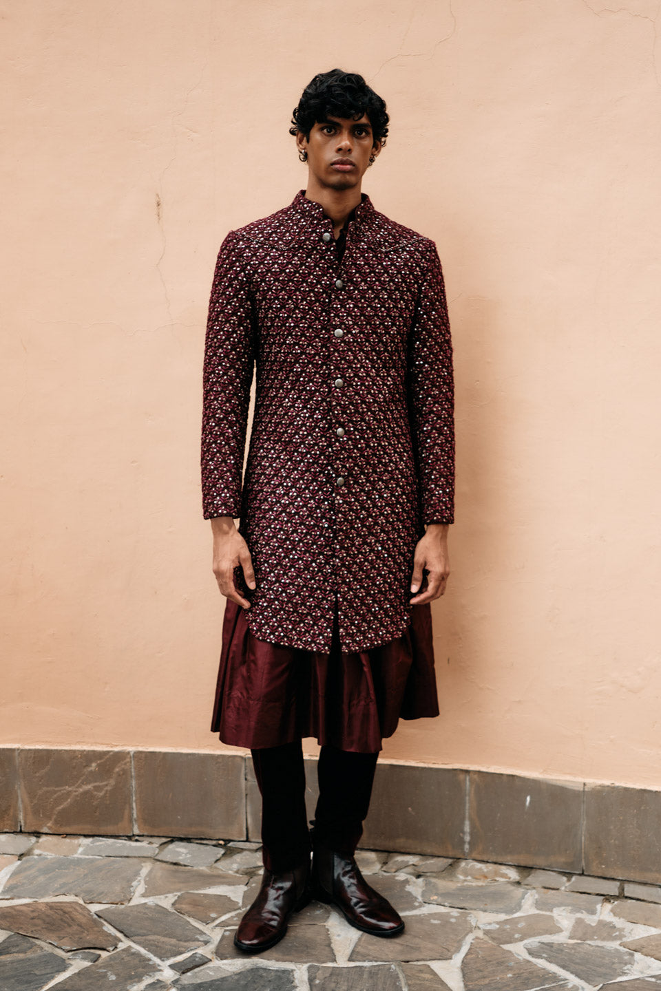 Big Plant Mirror Threadwork Sherwani  