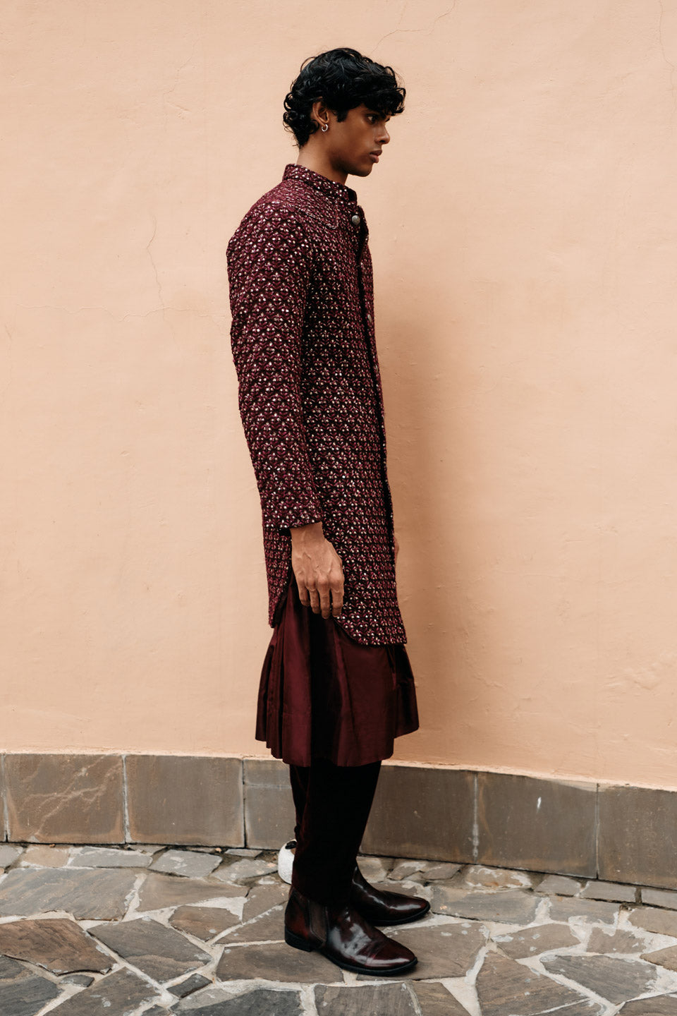 Big Plant Mirror Threadwork Sherwani  
