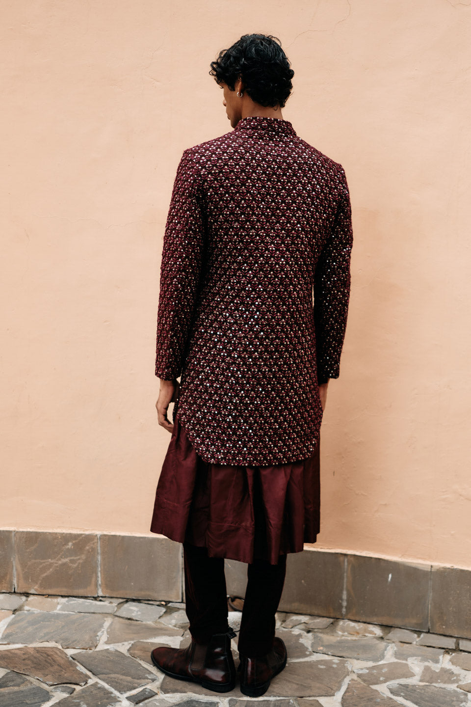 Big Plant Mirror Threadwork Sherwani  