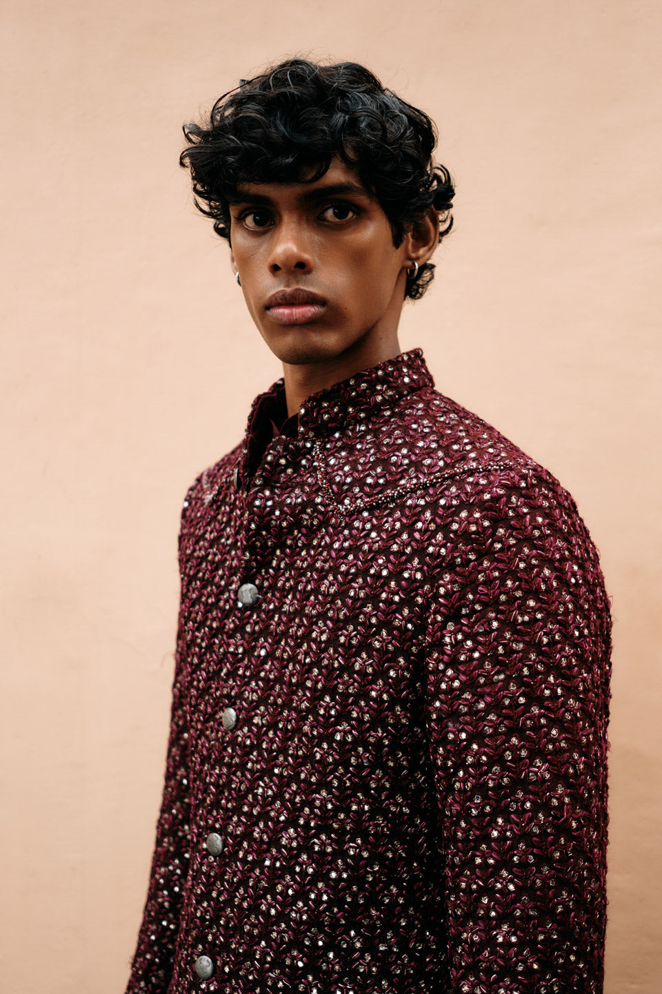 Big Plant Mirror Threadwork Sherwani  