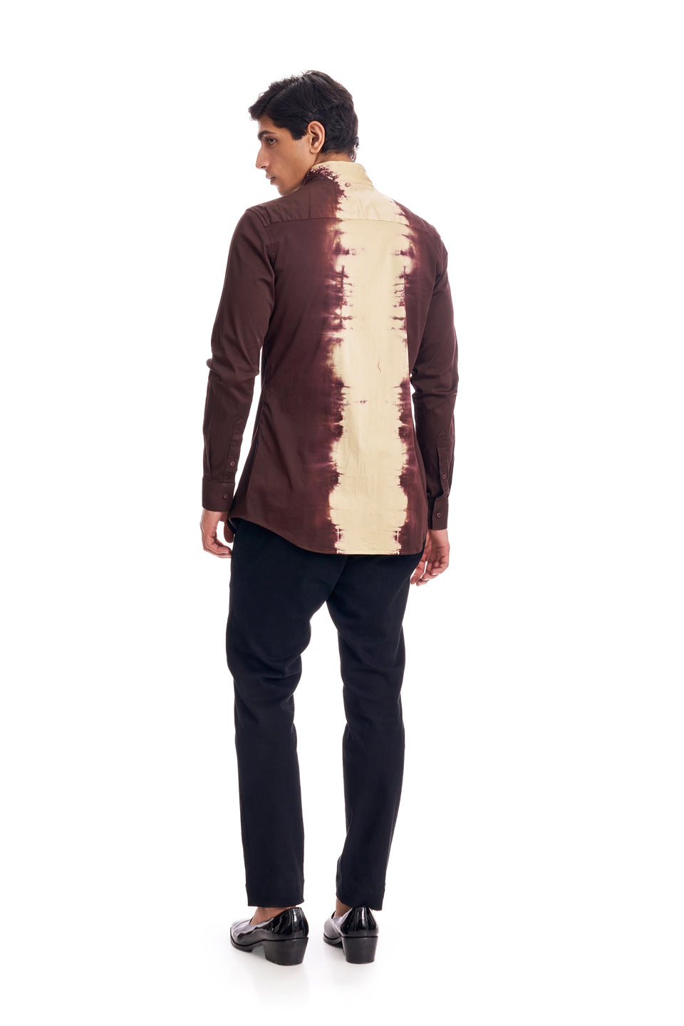 FRAY BOX PLEATED BIB HIGH COLLAR SHIRT  
