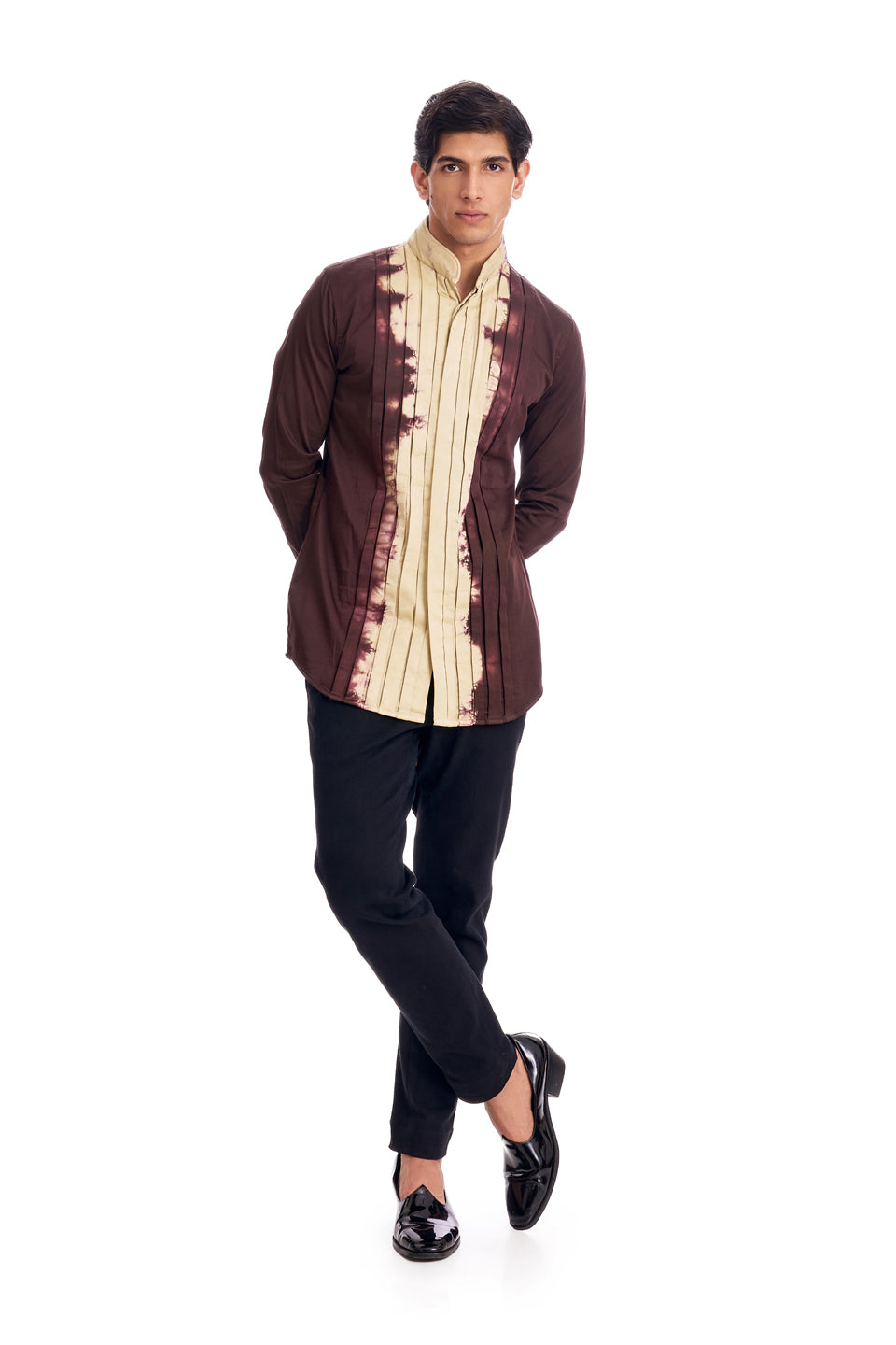  FRAY BOX PLEATED BIB HIGH COLLAR SHIRT 