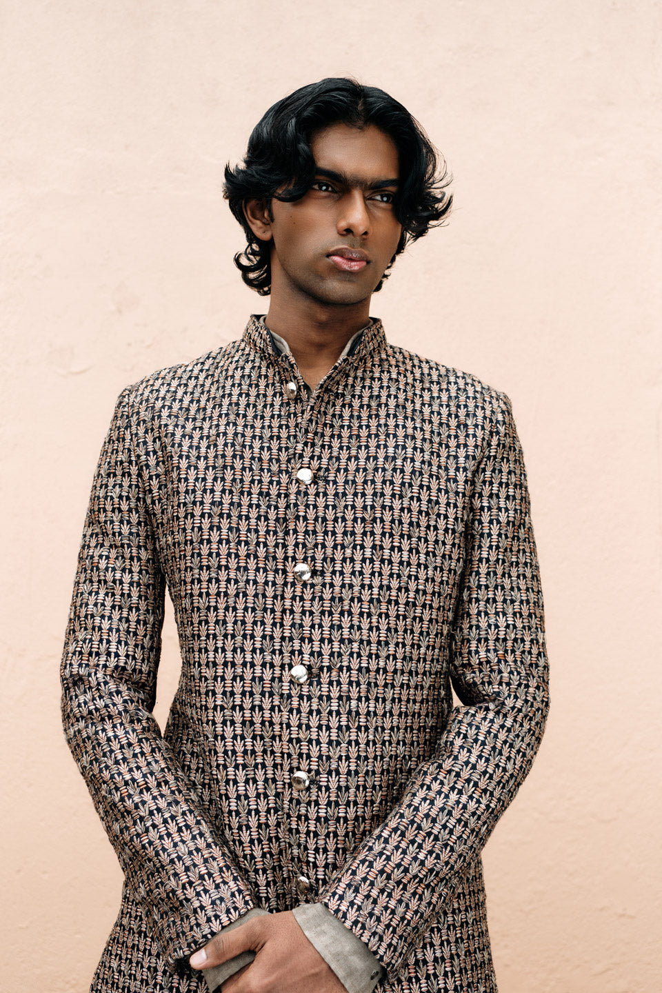 Cactus Brocade Embroidered Sherwani  