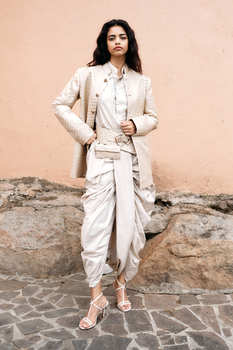 Spade Bandhgala with Silk Kurta Dhoti set  