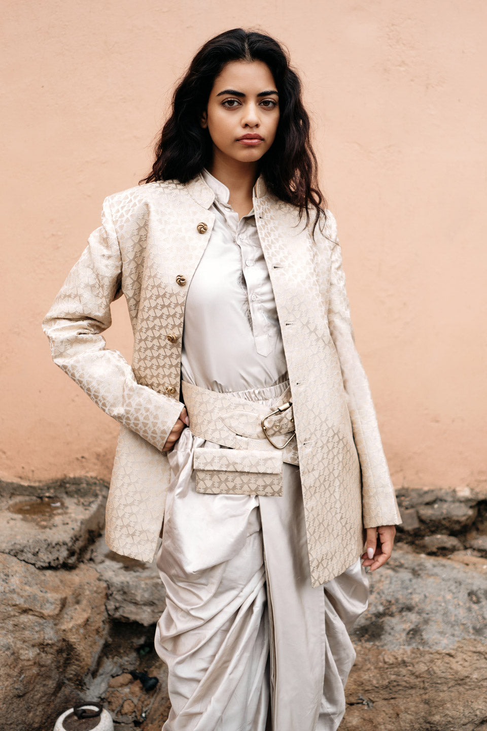 Spade Bandhgala with Silk Kurta Dhoti set  