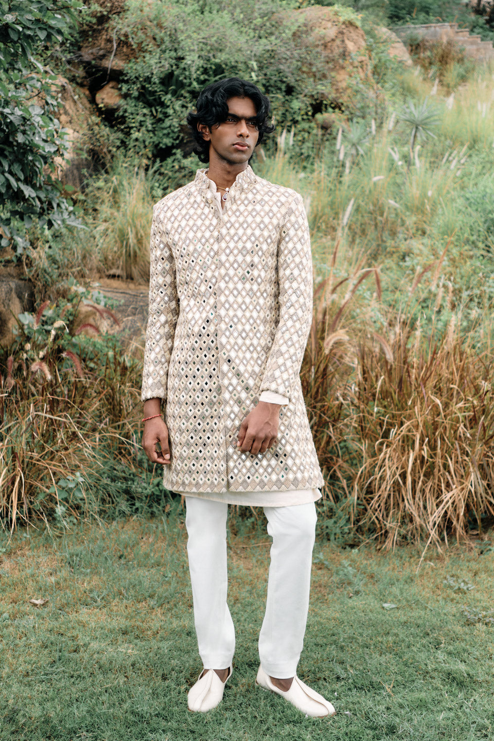 Argyle Mirror Embroidred Sherwani  
