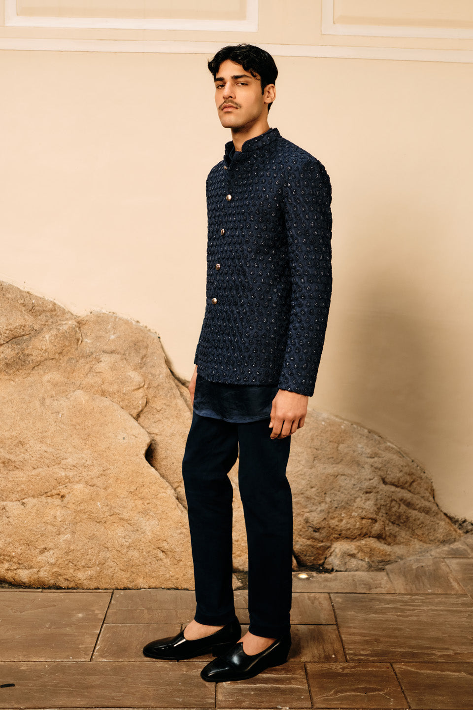 Cobalt Paisley Bandhgala  