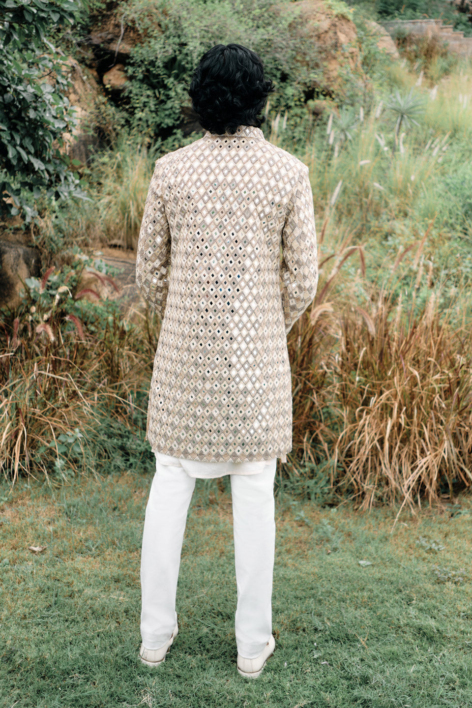 Argyle Mirror Embroidred Sherwani  