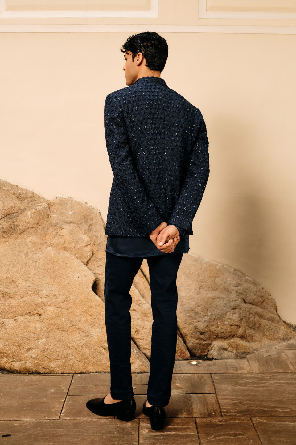 Cobalt Paisley Bandhgala  
