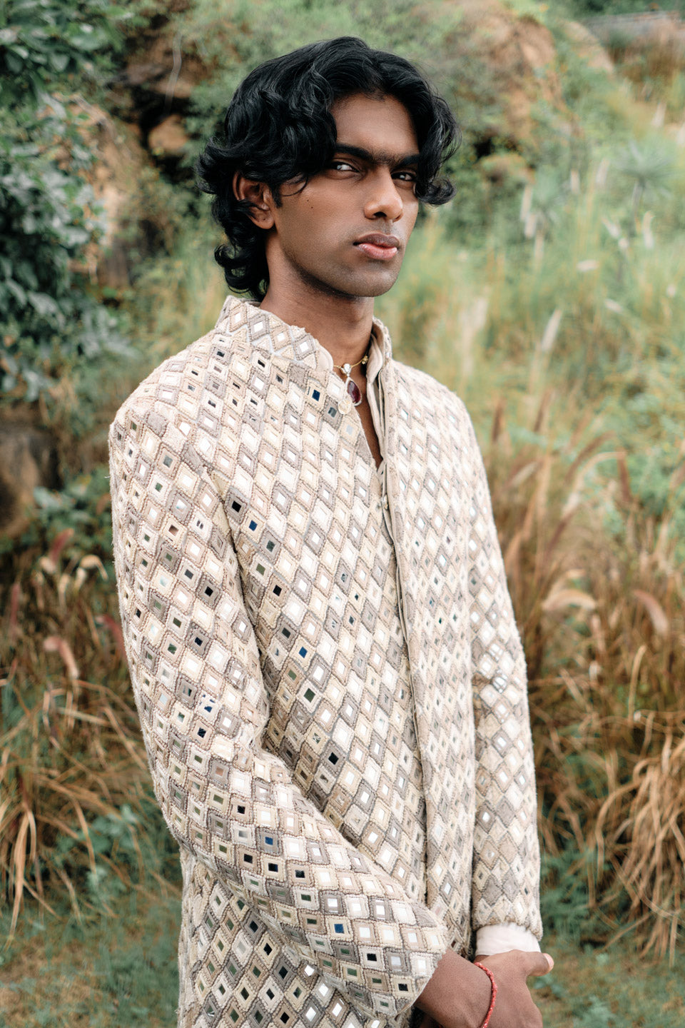 Argyle Mirror Embroidred Sherwani  
