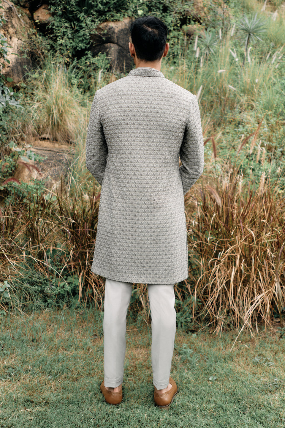 Oyester Big Plant Beaded Sherwani  