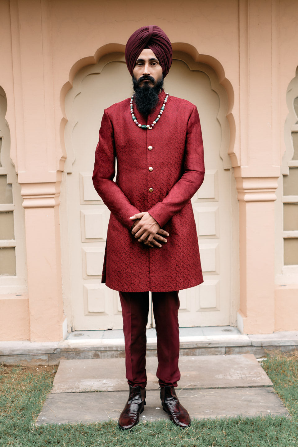 Honeycomb Brocade Sherwani  