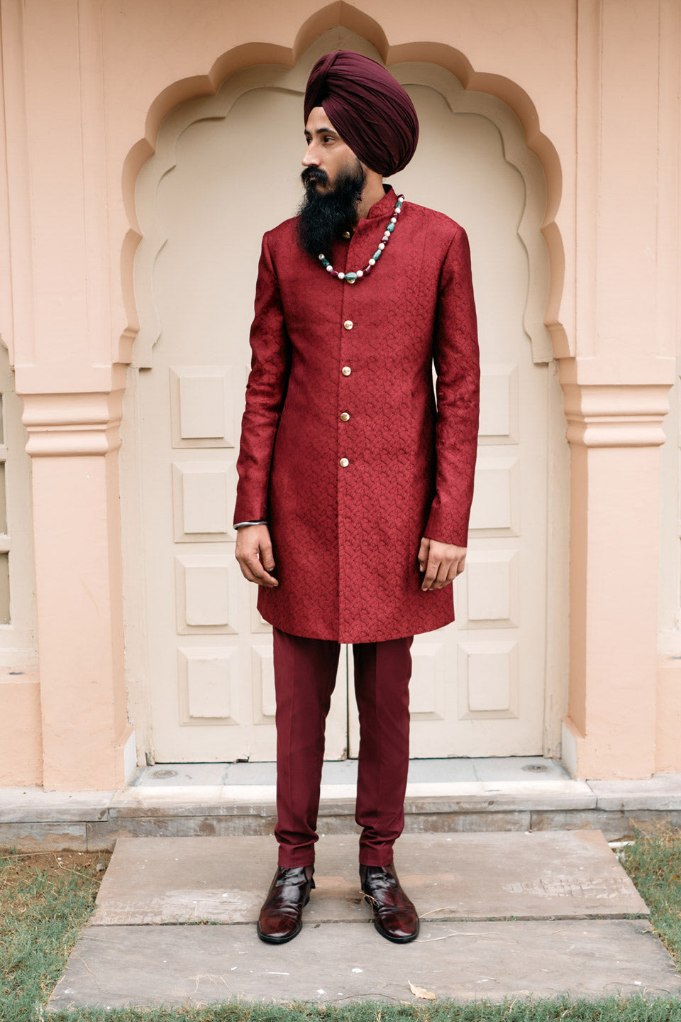 Honeycomb Brocade Sherwani  