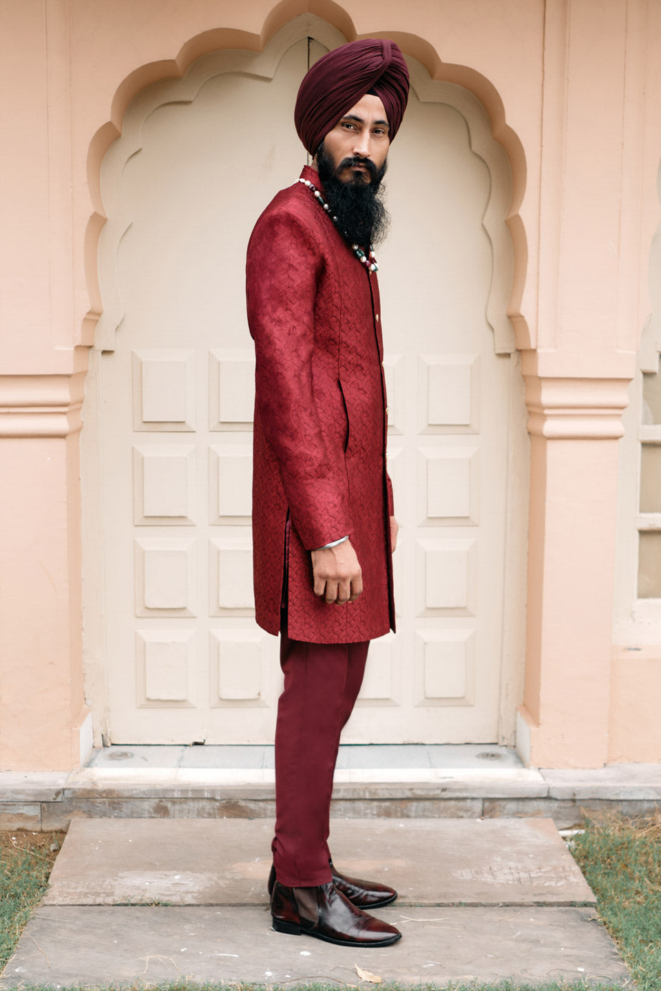 Honeycomb Brocade Sherwani  