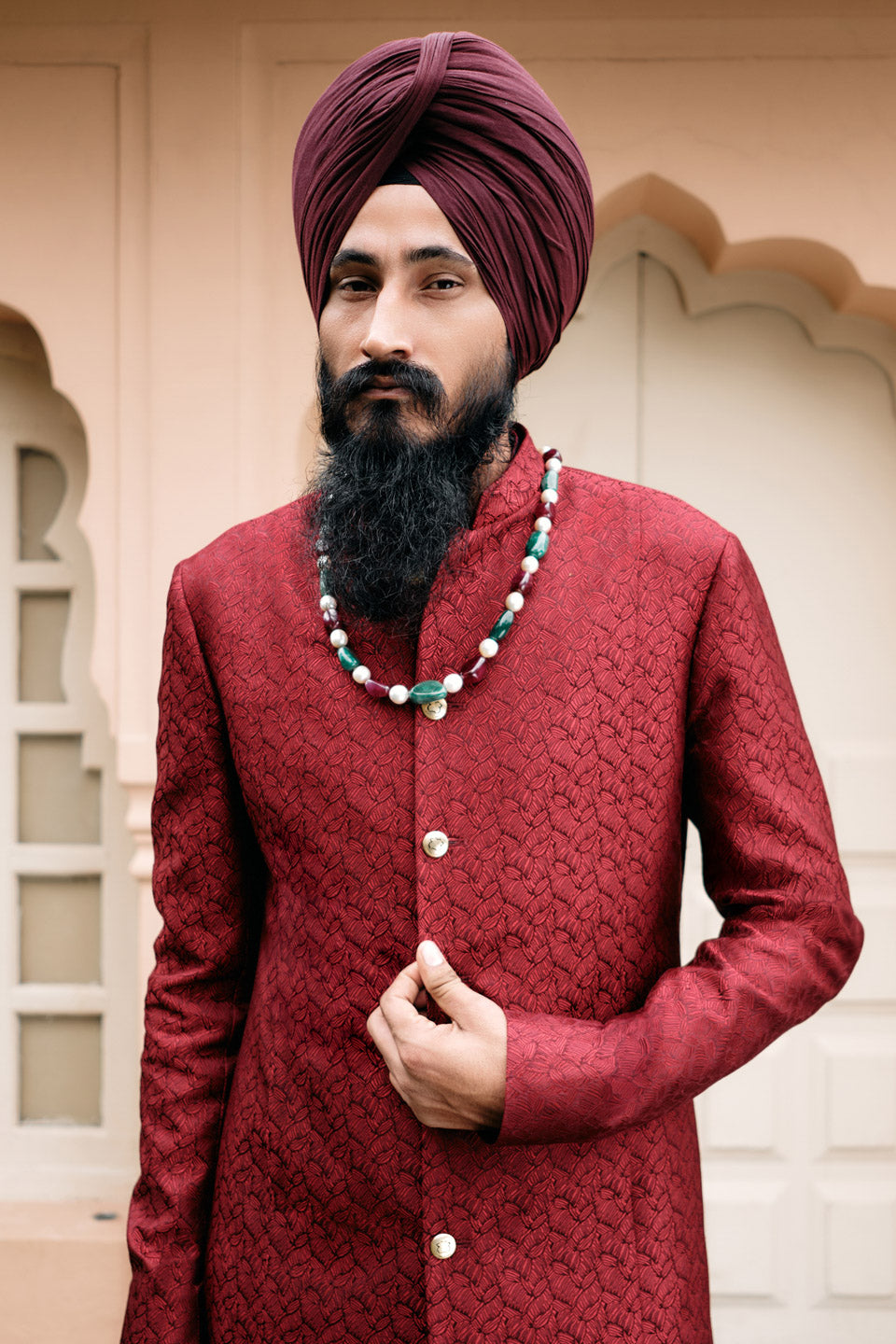 Honeycomb Brocade Sherwani  