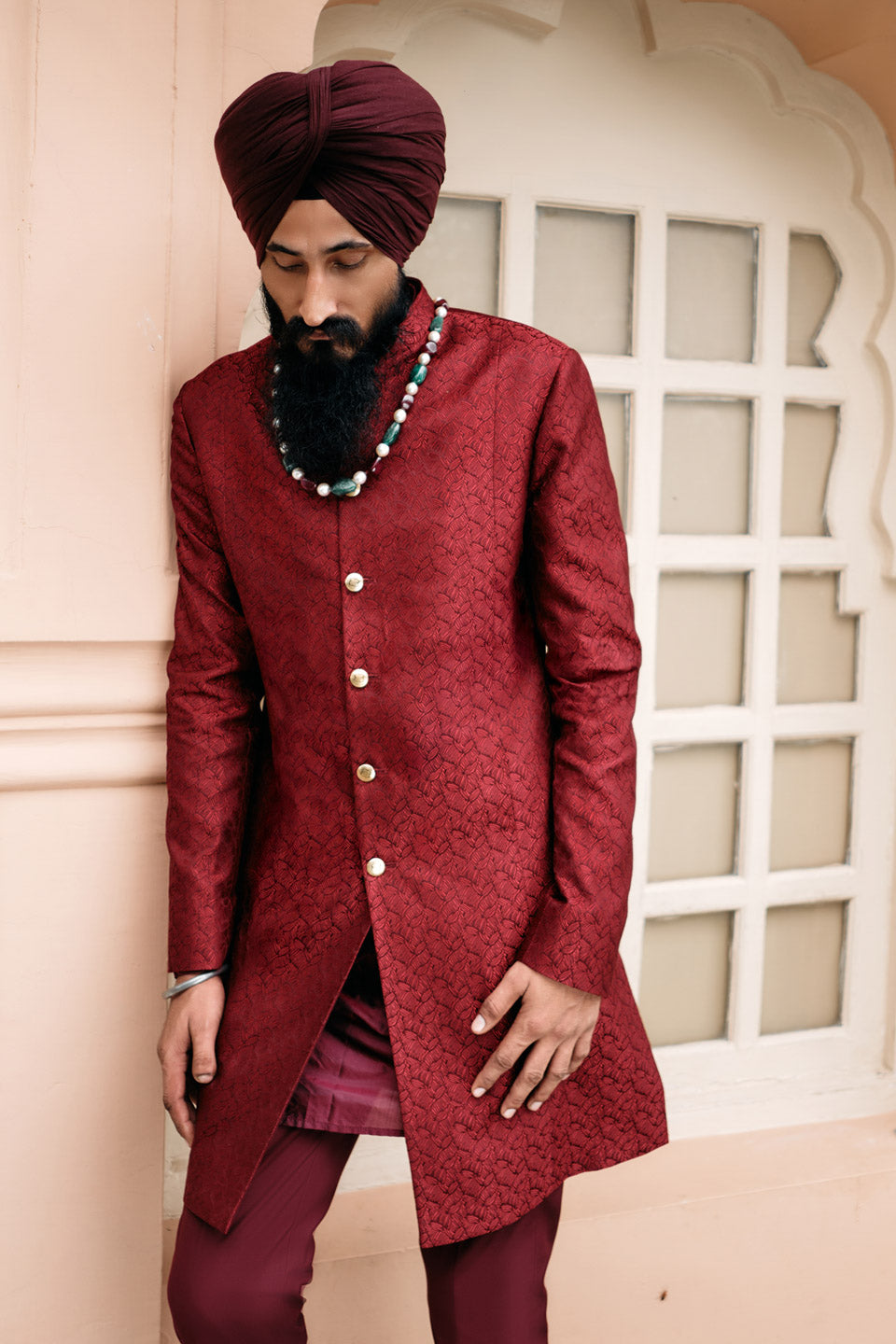 Honeycomb Brocade Sherwani  