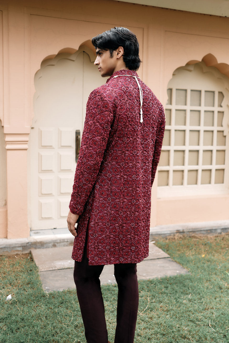 Star Ajrak Mock Layer Sherwani  