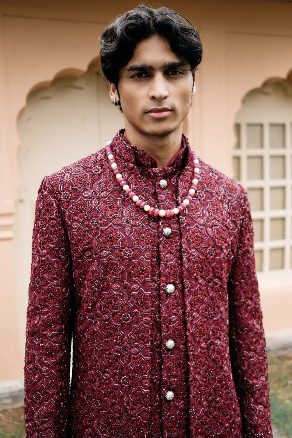 Star Ajrak Mock Layer Sherwani  