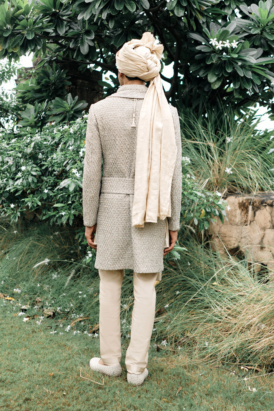 Zardozi Sherwani with Magnetic Stole  