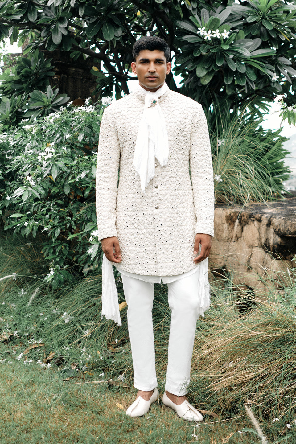 Mirror Crest Embroidered Sherwani  