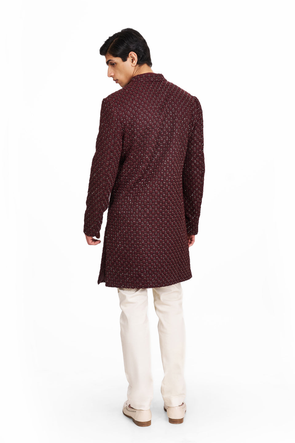 COCONUT KNOTTED HIGHLIGHTED LONG DECON SHERWANI  
