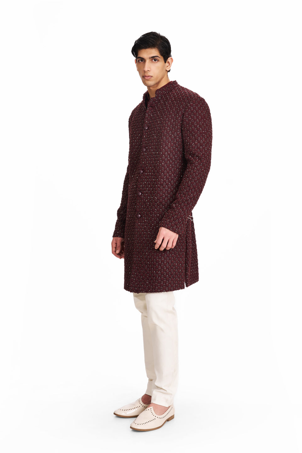 COCONUT KNOTTED HIGHLIGHTED LONG DECON SHERWANI  