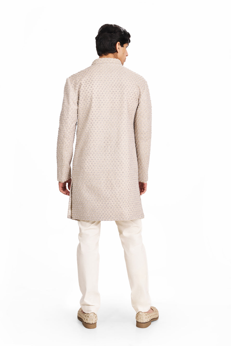 CROWN LUREX BEADED MOCK LAYER SHERWANI  