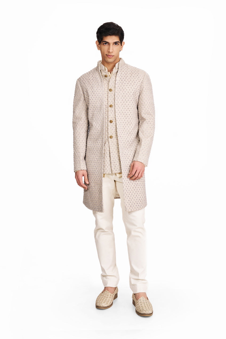  CROWN LUREX BEADED MOCK LAYER SHERWANI 