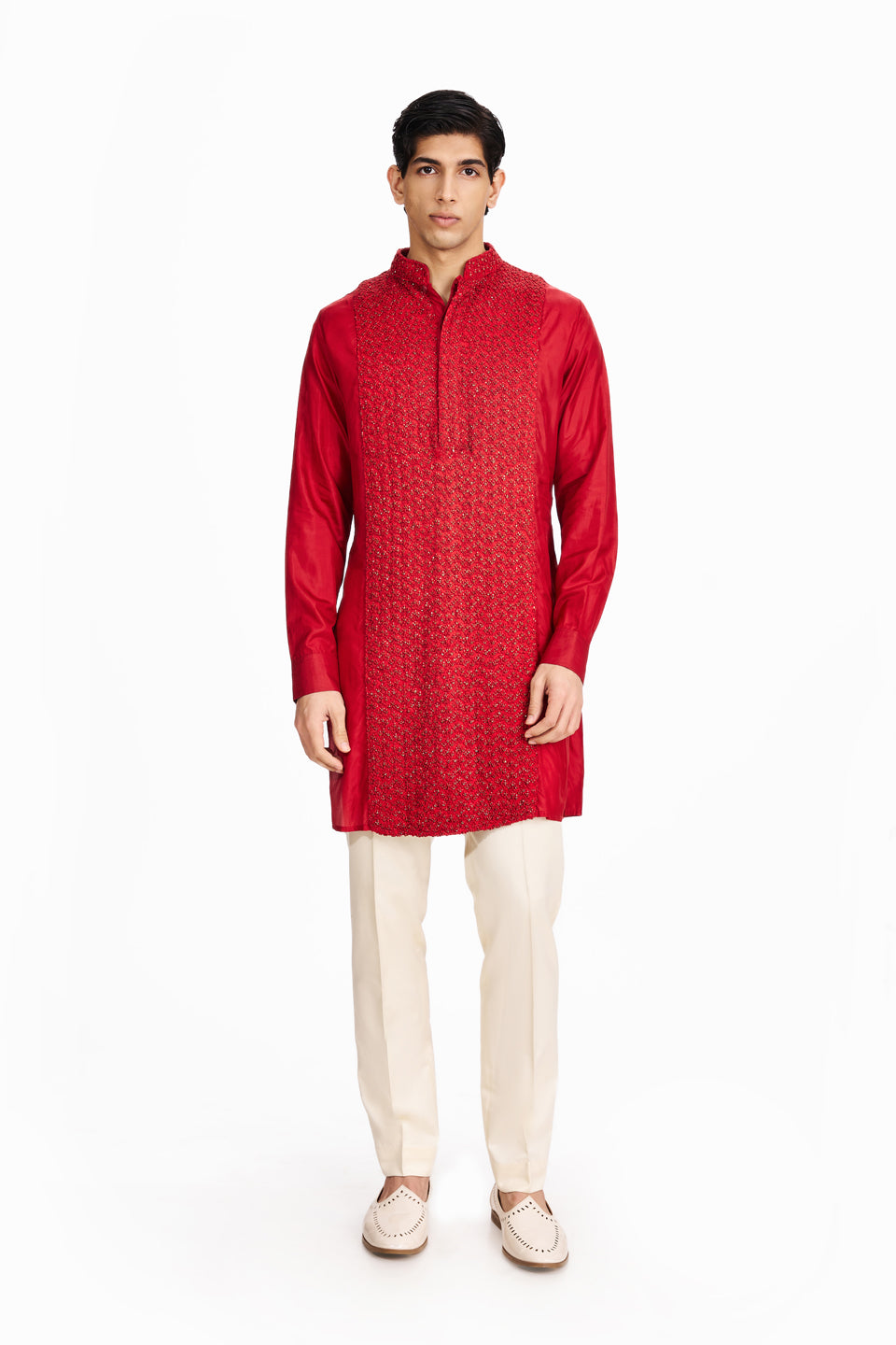  SHINY MAPPLE TREE CENTER BIB EMBROIDERED KURTA 