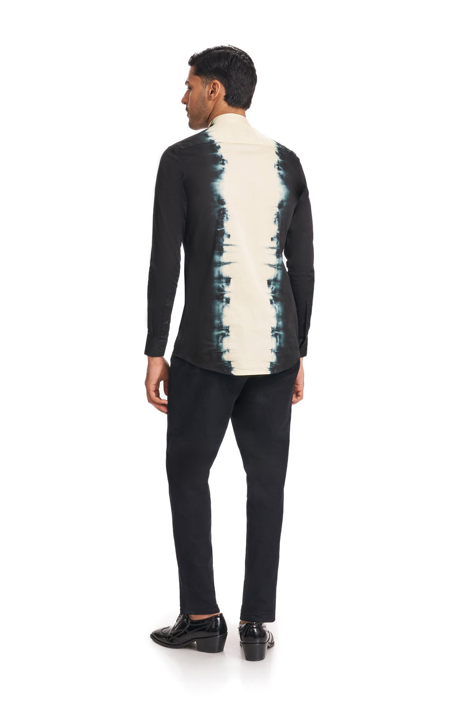 FRAY BOX PLEATED TIE DIE BIB SHIRT  