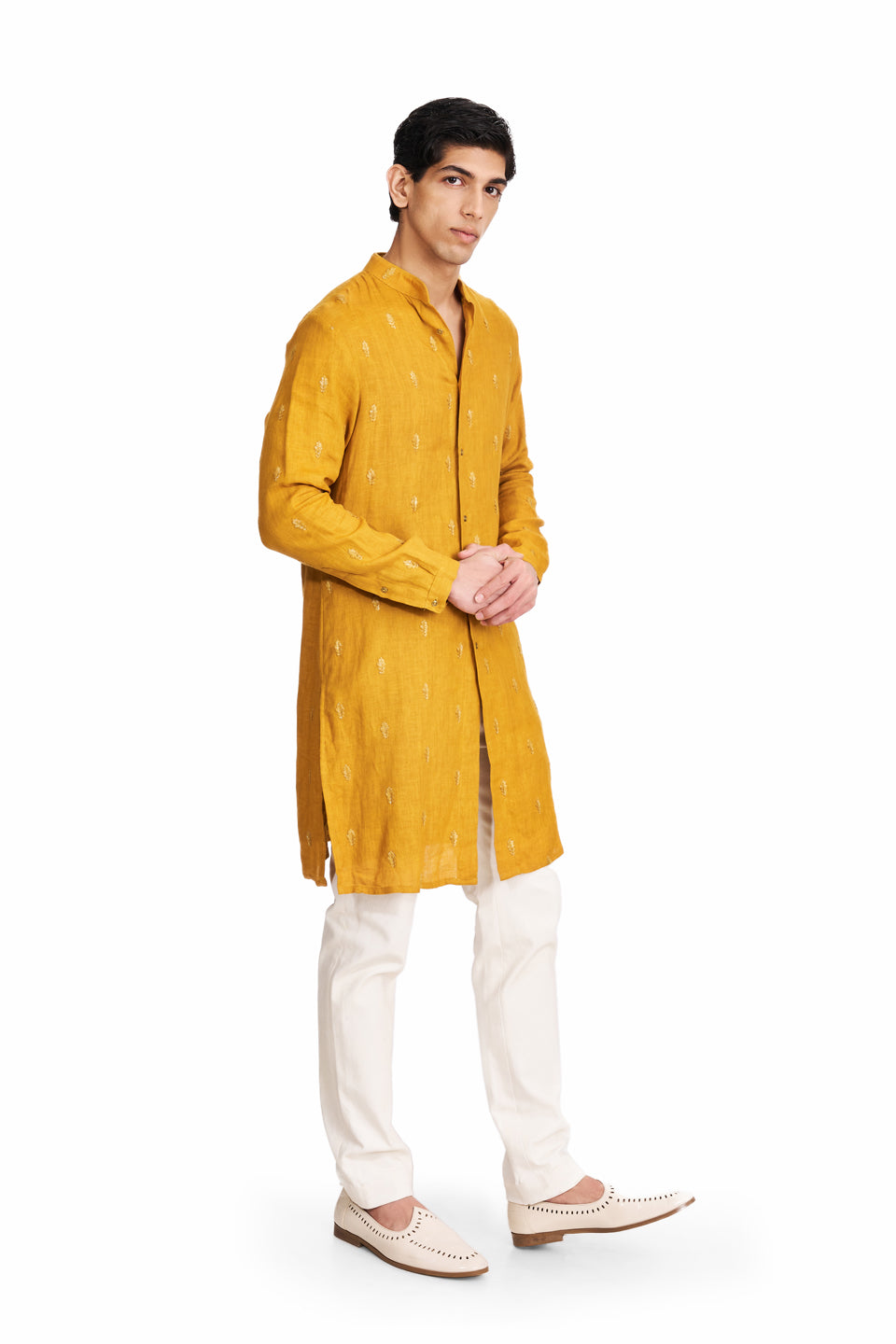 EXTENDED FIRE MUSTARD KURTA  