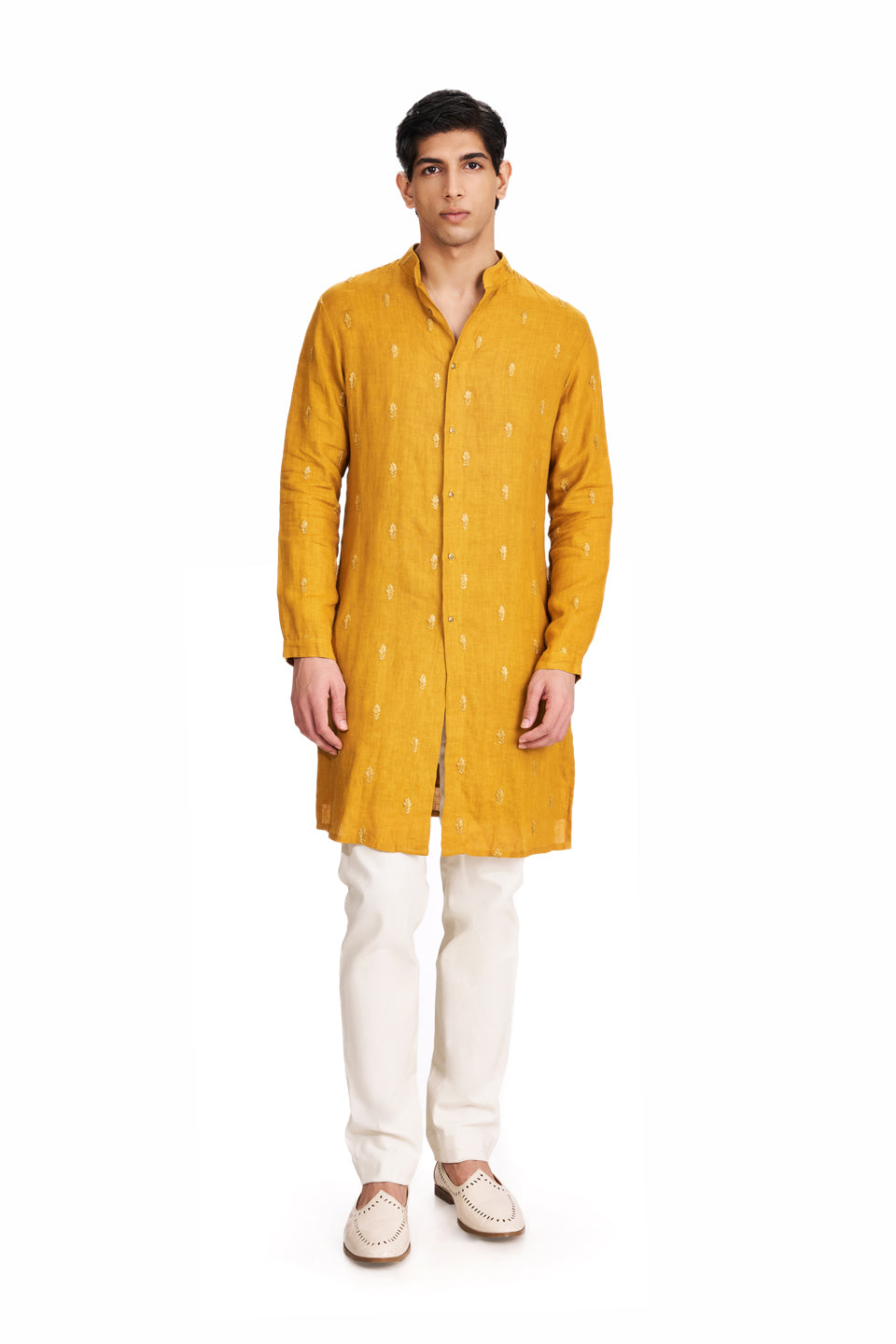 EXTENDED FIRE MUSTARD KURTA  