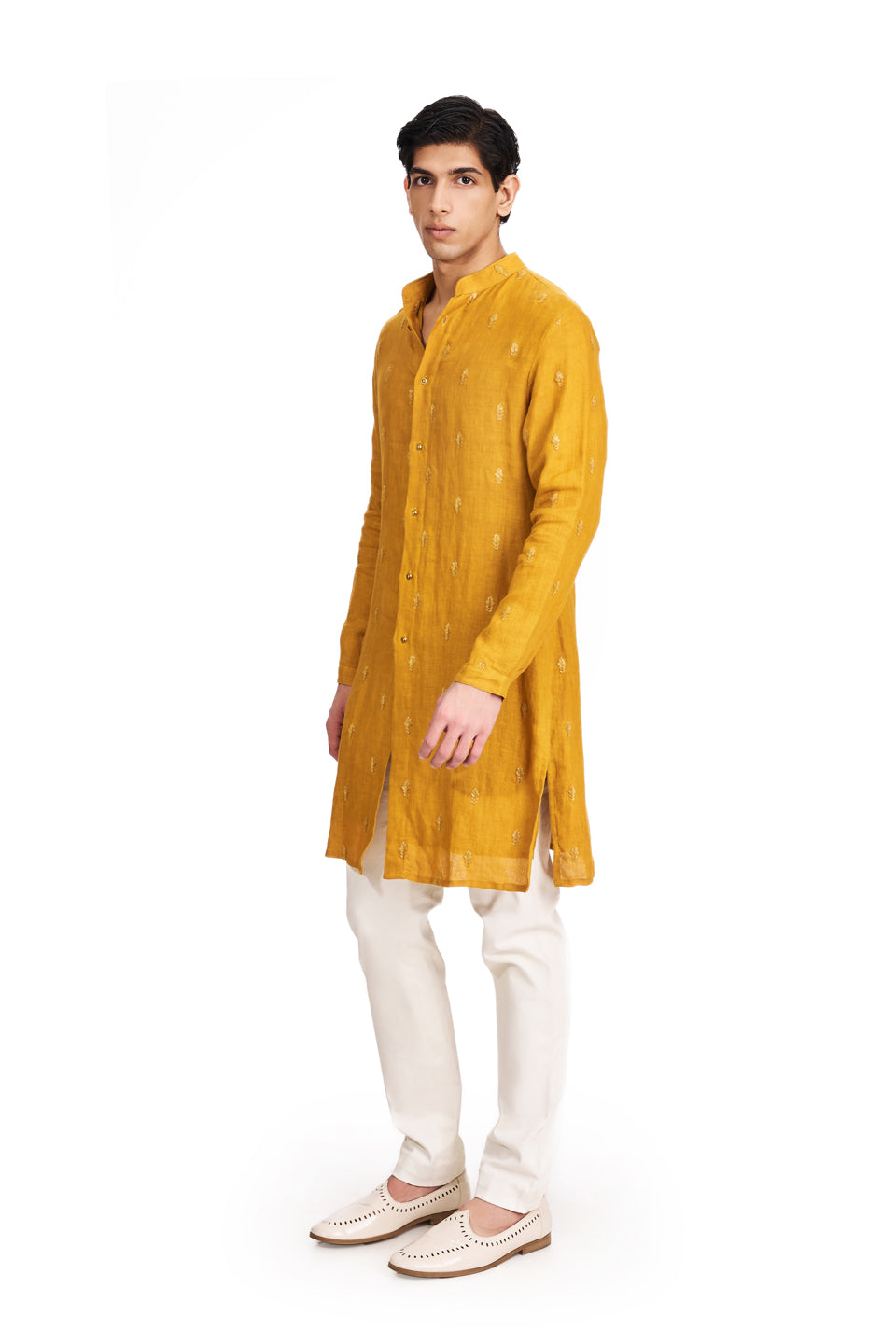 EXTENDED FIRE MUSTARD KURTA  