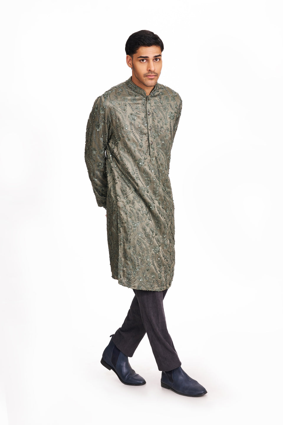 FLORAL MOP CREEPER KASHMIRI  KURTA  
