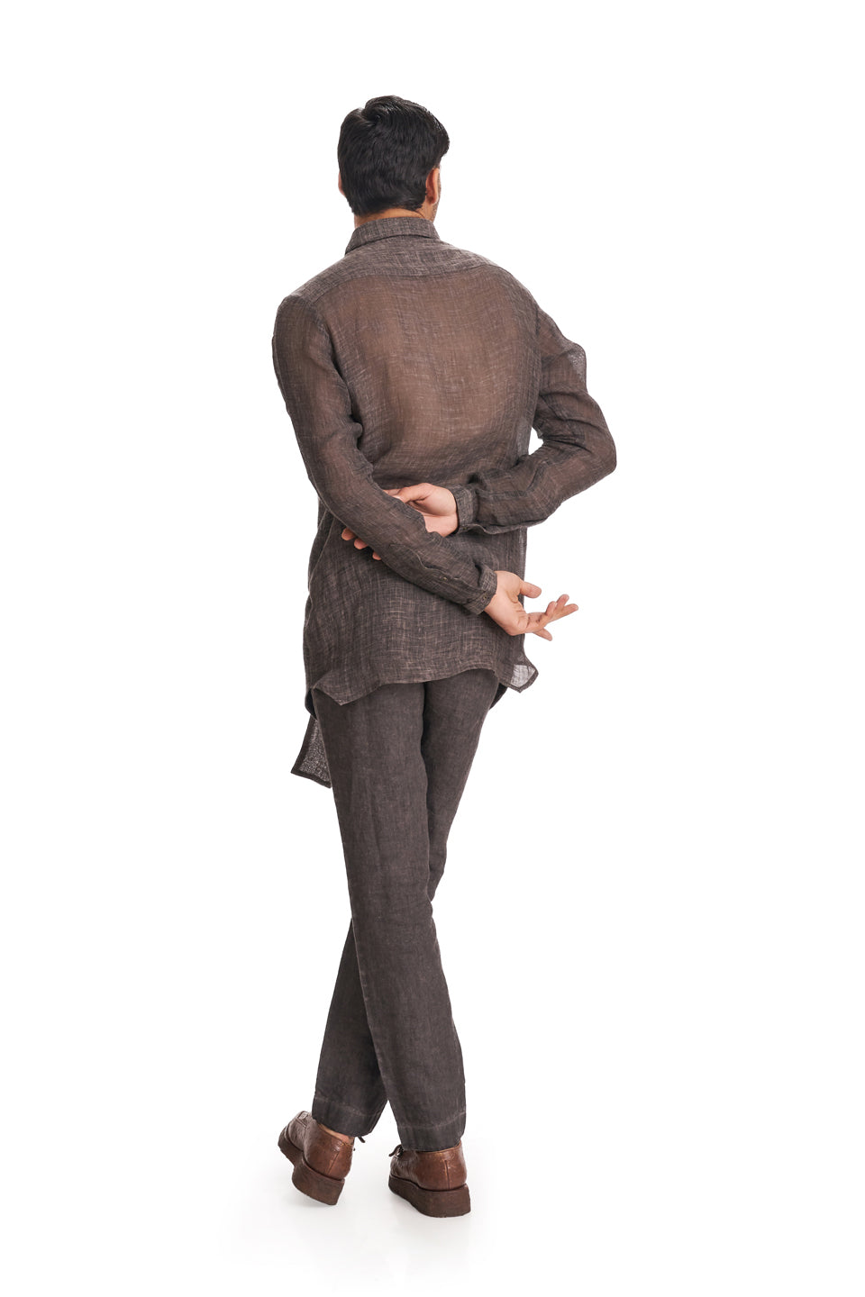 WASHOUT MOCK LAYER BOX PLEATED BIB SHIRT  