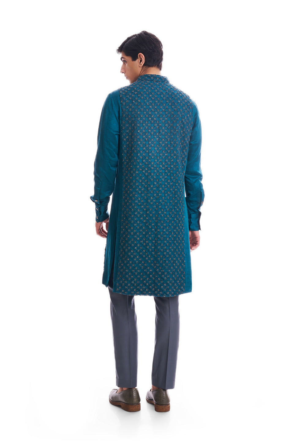 BIG PLANT MIRROR HIGHLIGHTED NAVY KURTA  