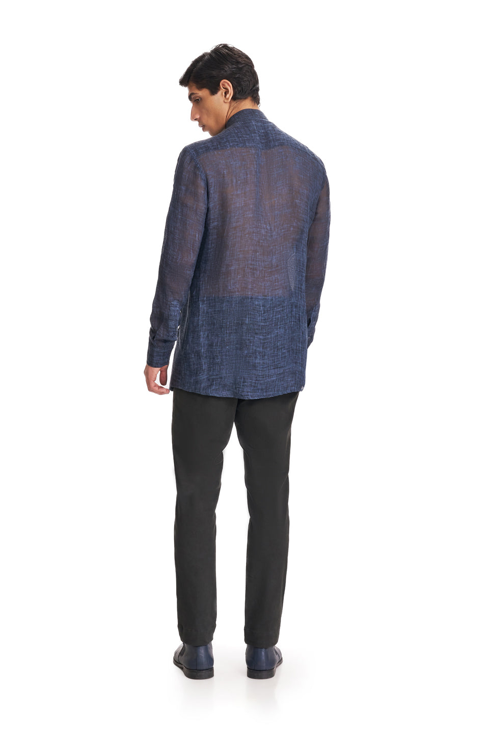 FRAY BOX PLEATED TIE DIE BIB SHIRT  