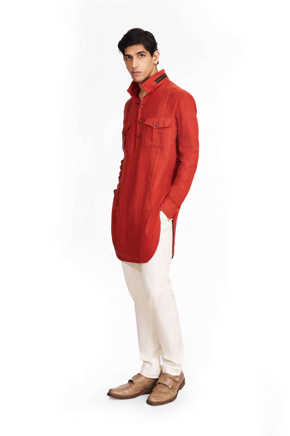 RUST MILITARY KURTA  