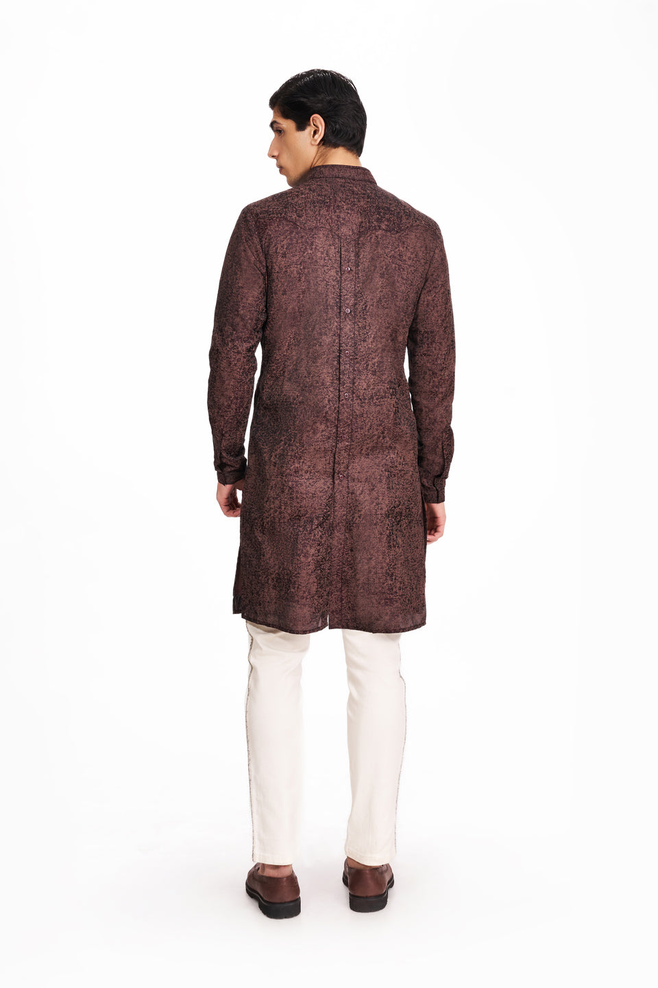 BROWN DOUBLE LAYED TEXTURED KURTA  