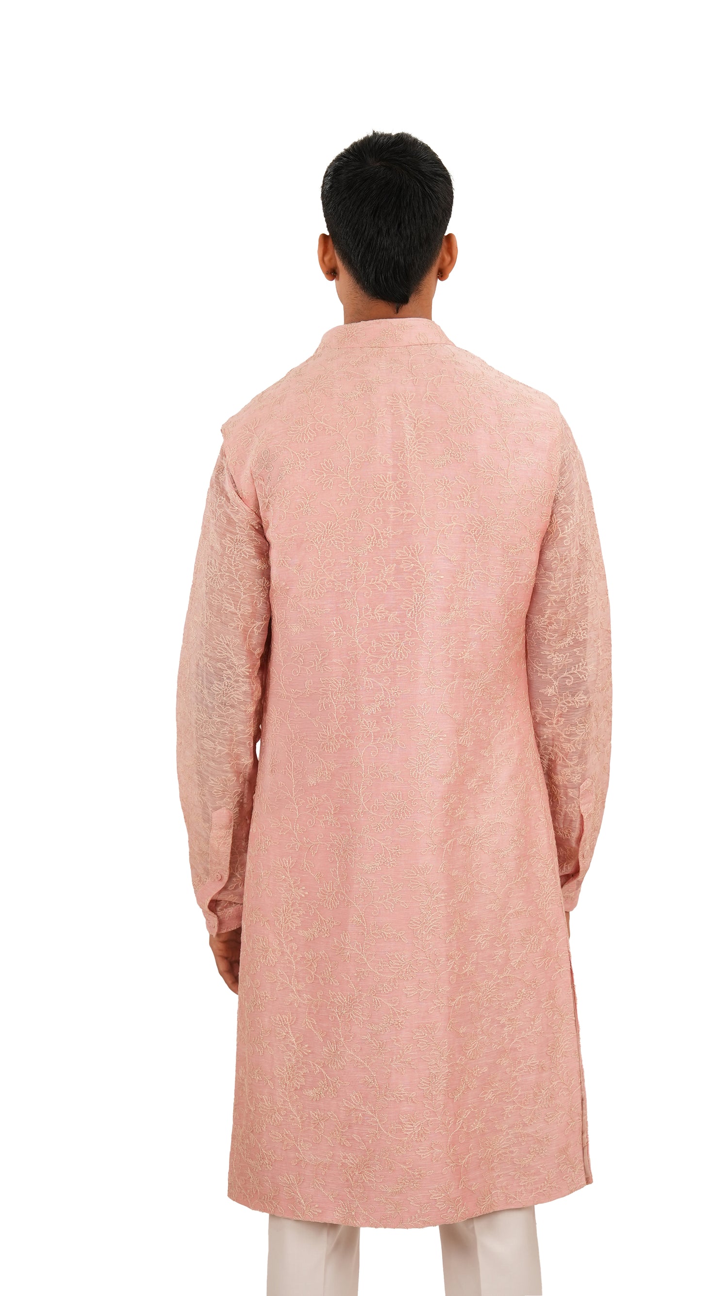 FLORAL CHIKANKARI KURTA WITH SLEEVELESS JACKET  