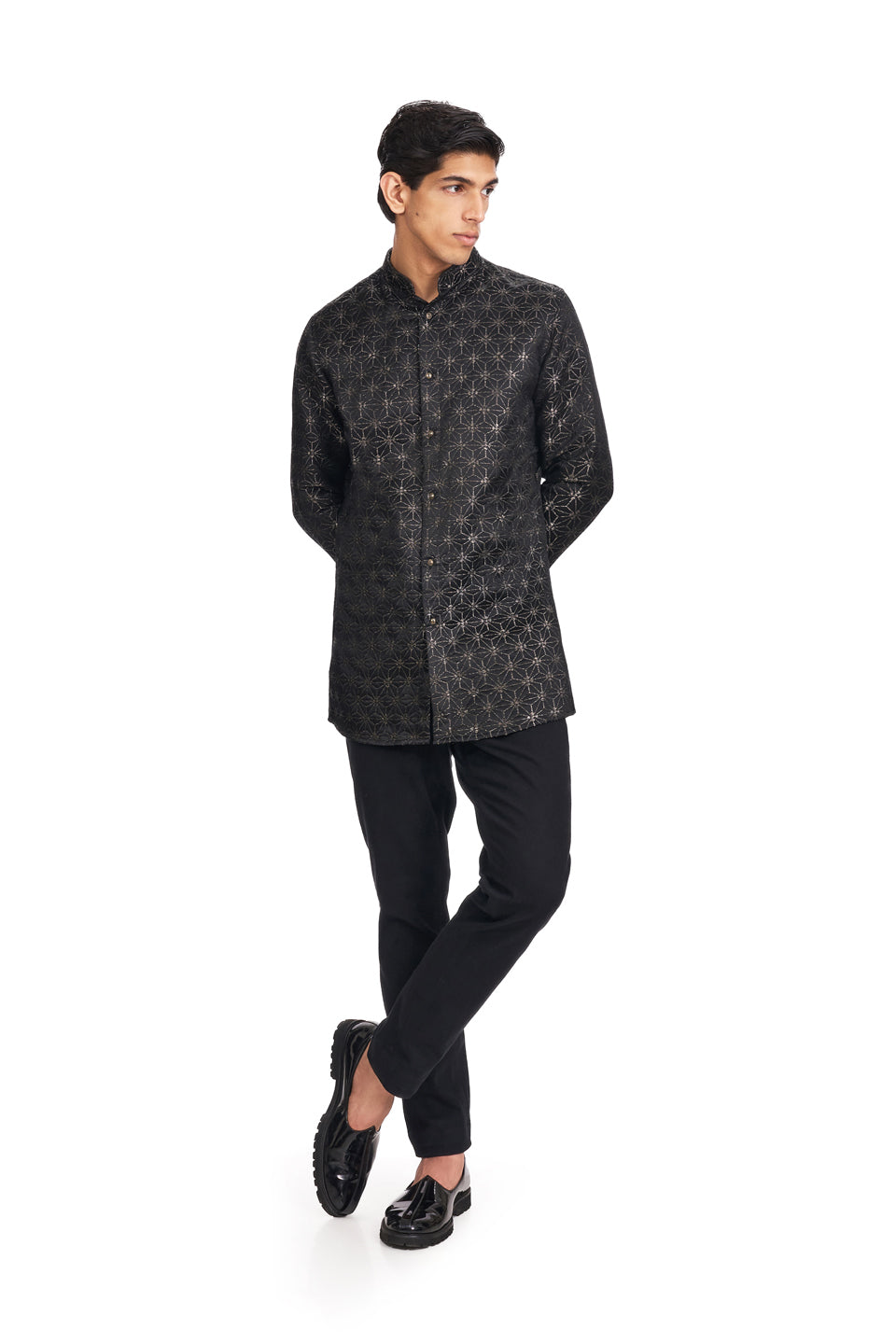  B MINI FLOWER CHARCOAL GREY KURTA 
